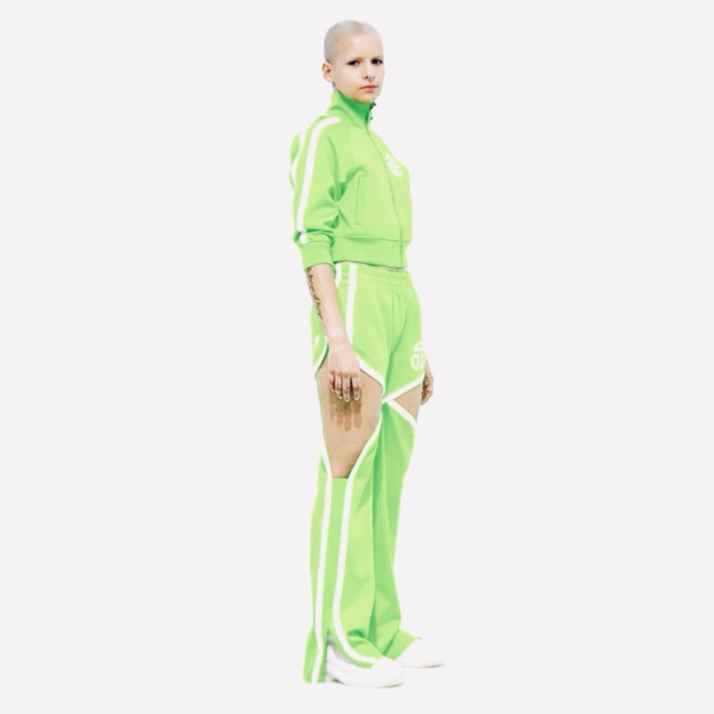 Telfar Neon Green Cropped Track Jacket